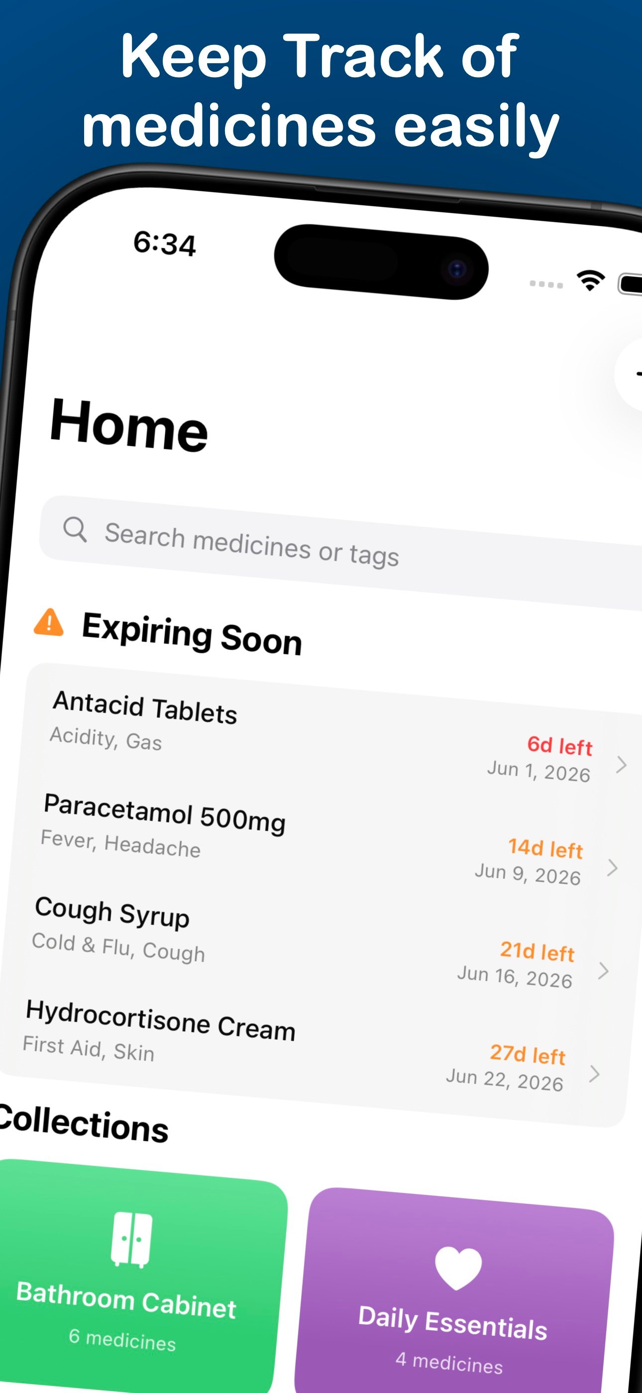 DoseVault medicine list